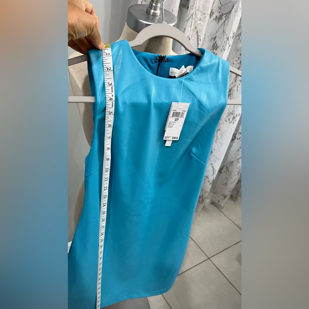 😍House of Harlow Vegan Leather Robbins egg blue sleeveless dress